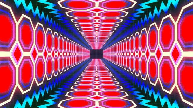 Fluorescent Psychedelic Retro Tunnel Changing Colors (Looped)