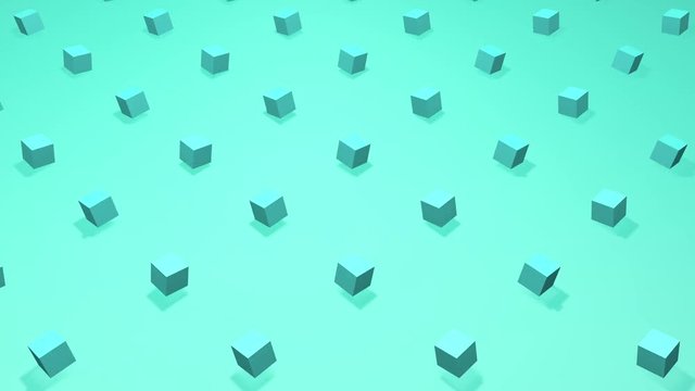 Isometric Cube Animation. Mint cubes rotating synchron. Simple cube animation