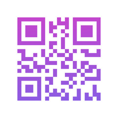Blue QR code scanning vector icon or design logo in thin line style on dark background