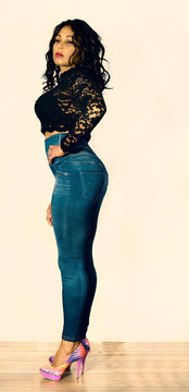 Young woman in blue Jeans