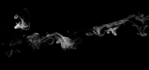 white smoke isolated, abstract powder, water spray on black background.