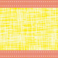 Contemporary vibrant border in with stitch lines and transparent water color effect. Vector seamless pattern on yellow background. Perfect for packaging, labels, borders, invitations, text background