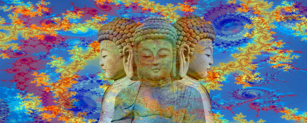 Abstract buddha and the cosmos 