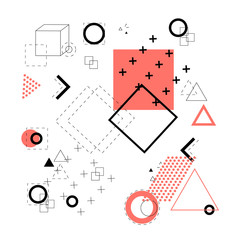  coral abstract and universal composition of simple geometric shapes