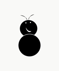 Vector silhouette smiling ant isolated on white background