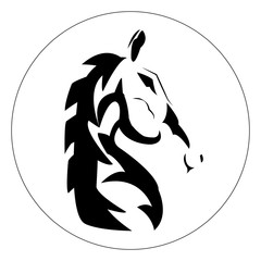 Vector silhouette of a horse's head in a circle