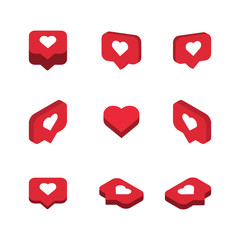 Isometric like icon set, social media symbol collection. Simple, flat design on white background