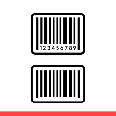 Barcode icon set, tag symbol. Simple, flat design on white background