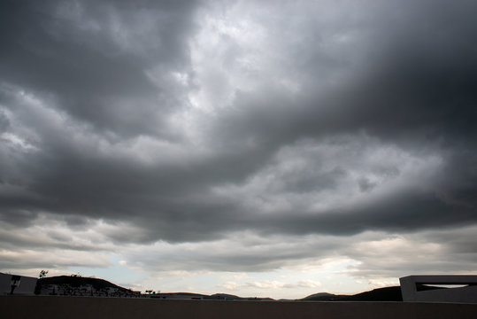 Dramatic cloudy summer sky in Puebla Mexico