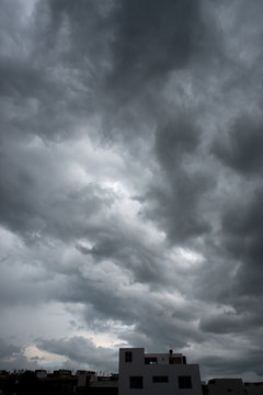 Dramatic cloudy summer sky in Puebla Mexico