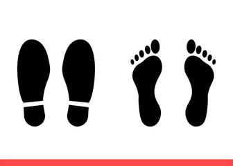Footsteps icon set, step symbol collection. Simple, flat design on white background
