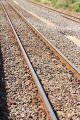 Fototapeta premium Old railroad tracks vintage style for trains