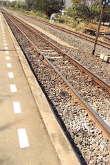 Old railroad tracks vintage style for trains