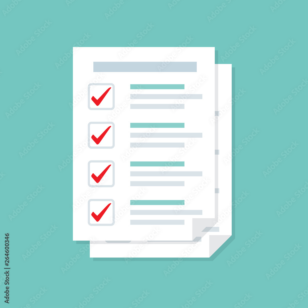 Poster Stack approved document of paper sheets. Vector illustration