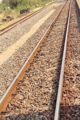 Obraz premium Old railroad tracks vintage style for trains