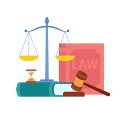 Law, Order, Court Symbols Vector Illustration