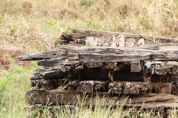 Old wooden sleepers vintage style for railway