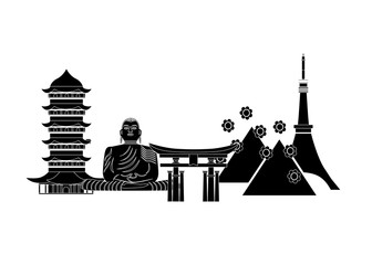 illustration - japan country in the style of material design.