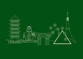 illustration - japan country in the style of material design.