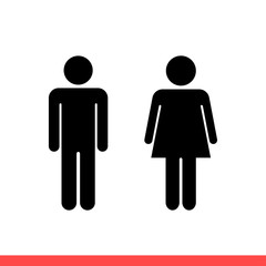 Man and woman icon set, male female symbol. Simple, flat design on white background