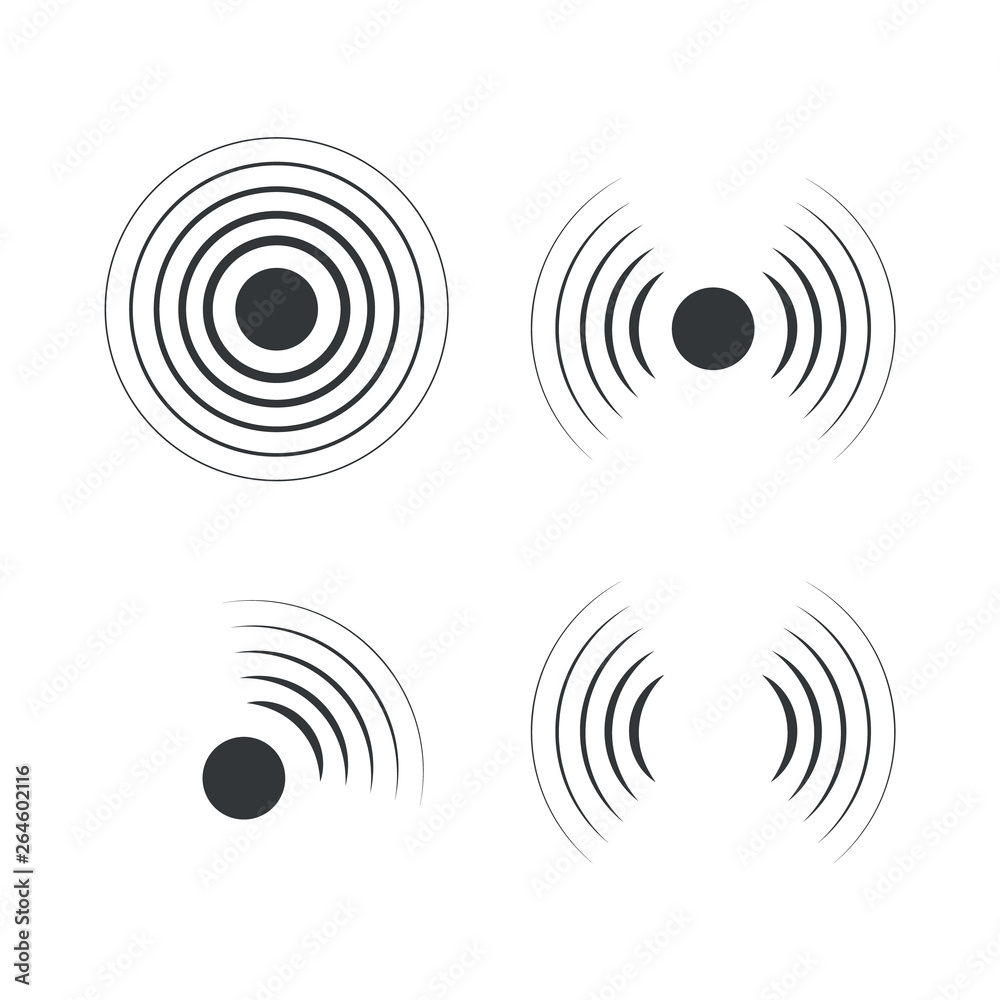 Poster radar icons. sonar sound waves. vector