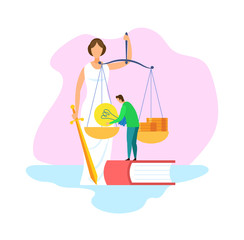 Justice Statue with Scales, Sword Illustration