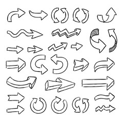 Hand drawn arrows, infographics doodle elements.