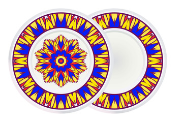 Set of Round Floral Mandala Ornament and frame. Vector Illustration. Isolated. Oriental Design Layout
