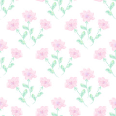 Seamless watercolor floral pattern on a white background