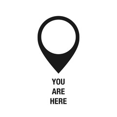 You are here. map pointer icon. GPS location symbol. Flat design style.