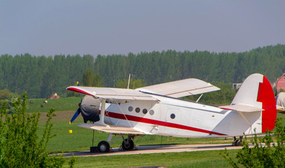 Fototapeta na wymiar Small aircraft on private airport