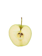 Cut green Apple on white background isolated