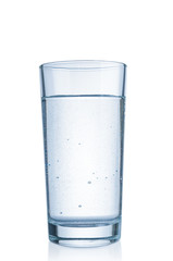 Glass with pure isolated water on white background