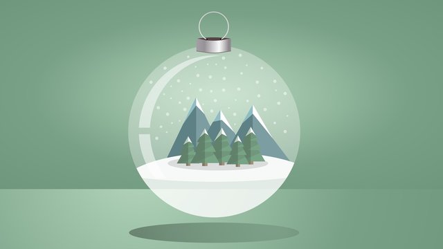 Illustration of Christmas snow globe against green background