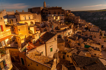 Obraz premium landscape of the famous Matera Sassi on Sunset 