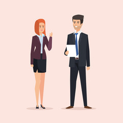 executive businesswoman and businessman to company success