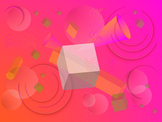 Colorful geometric background. Dynamic shapes composition. 3D vector illustration.