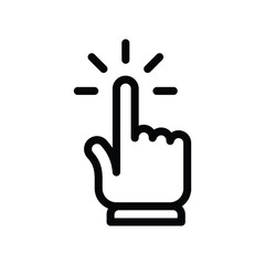 Clicking finger icon, hand pointer vector