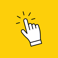 Clicking finger icon, hand pointer vector