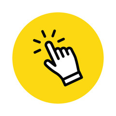 Hand clicking linear icon. Click finger.