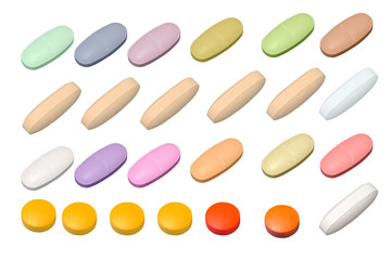 Multi-colored tablets. isolate white background.clipping path