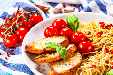 Spaghetti aglio e olio - pasta with chili and garlic