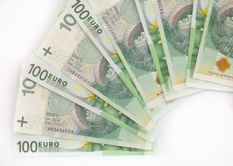Polish złoty and Euro banknotes.