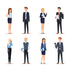 set professional businesswomen and businessmen executive job