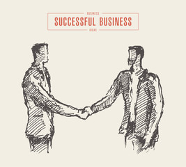 Business meeting handshake man sketch drawn vector