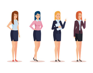 Fototapeta premium set executive businesswomen with corporate documents