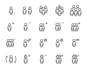 set of people line icons, such as human, team, person, man