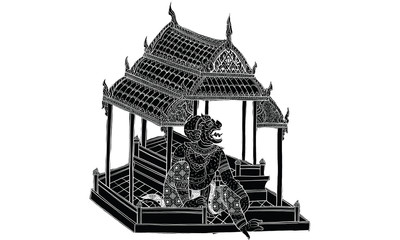 Thai traditional painting in temple, vector
