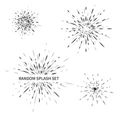 set of different radial explosions, rays, minimalism