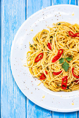 Spaghetti aglio e olio - pasta with chili and garlic